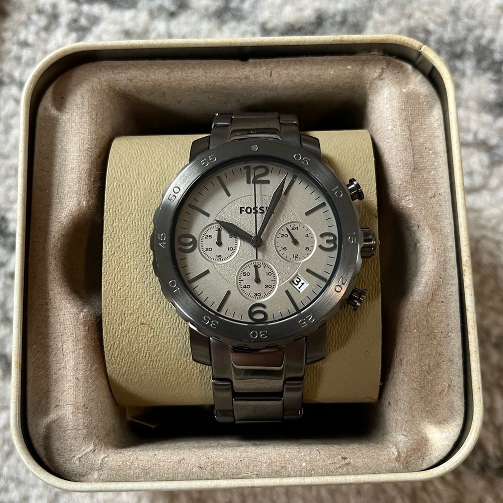 Steel gray FOSSIL watch in original packaging